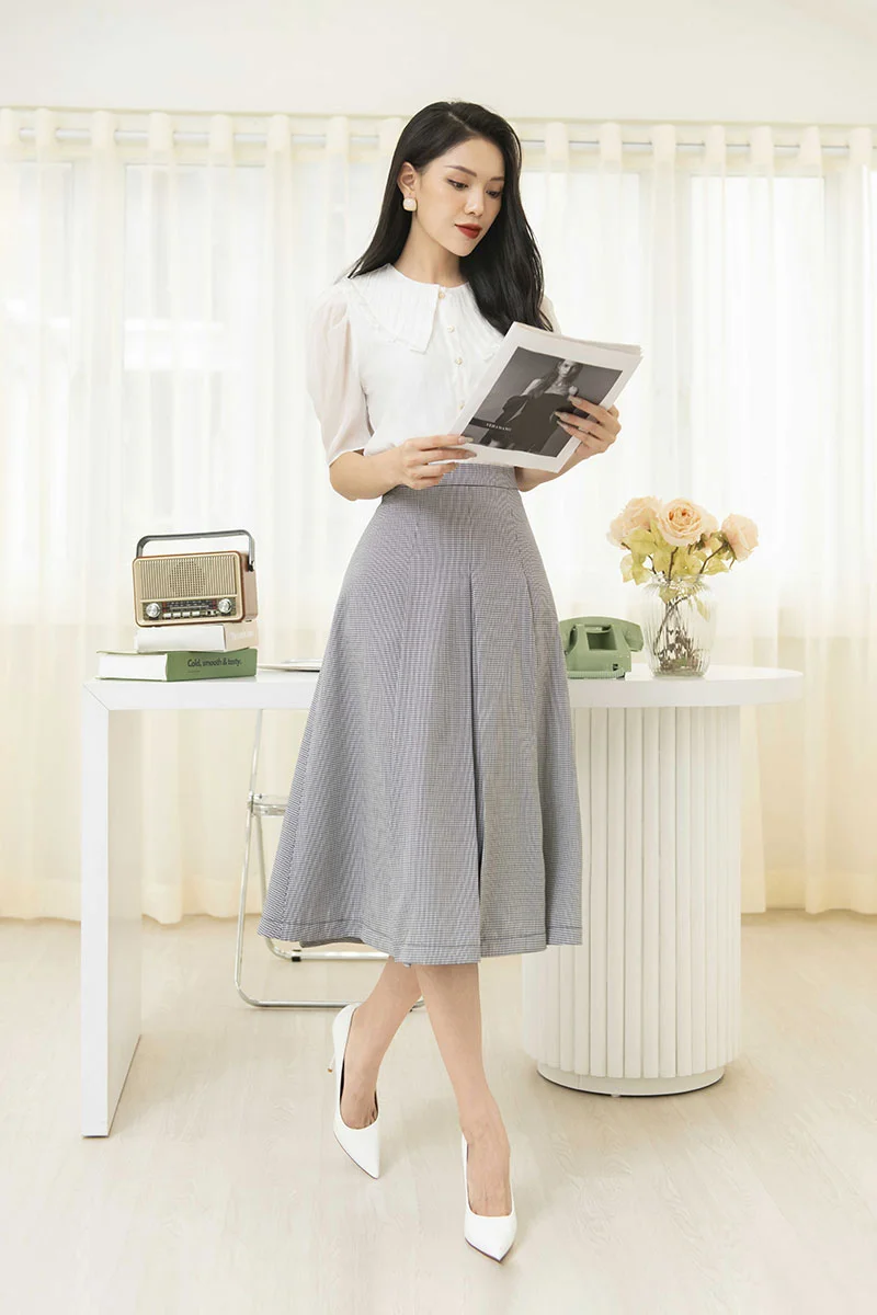 Chân váy xòe dài xếp ly súp